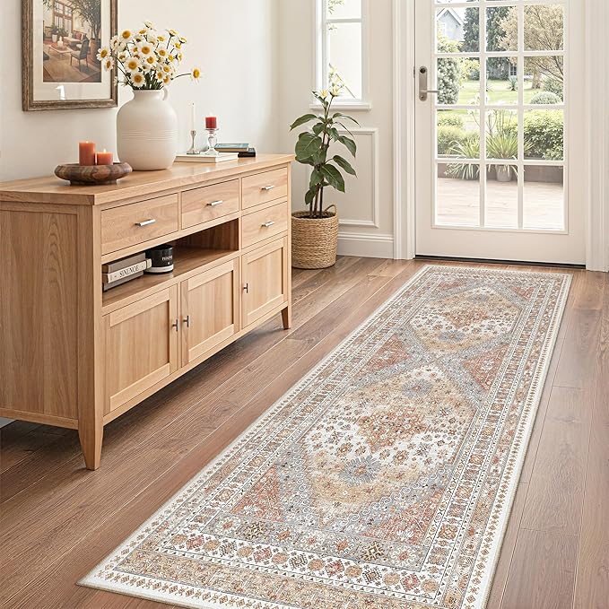 zesthome 2x6 Runner Rug for Hallways, Machine Washable Rug, Non Slip Vintage - Image 3
