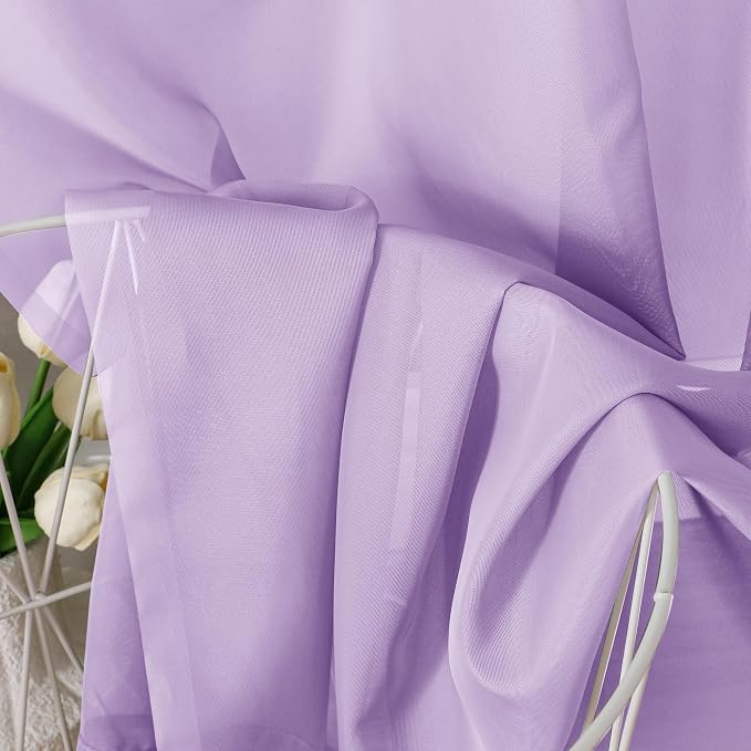 Aiyufeng Light Purple Sheer Curtain Panels Pair Sold 84 Inch Length, Light - Image 7