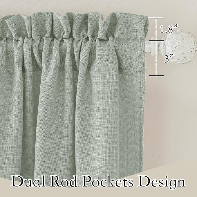 RYB HOME Cafe Curtains 24 inches Length, Linen Sheer Short Curtains - Image 2