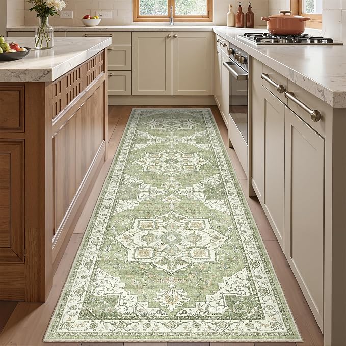Kitchen Runner Rug Non Slip Washable 2.5x8, Soft Low Pile Entryway Rug Runners by Restydon