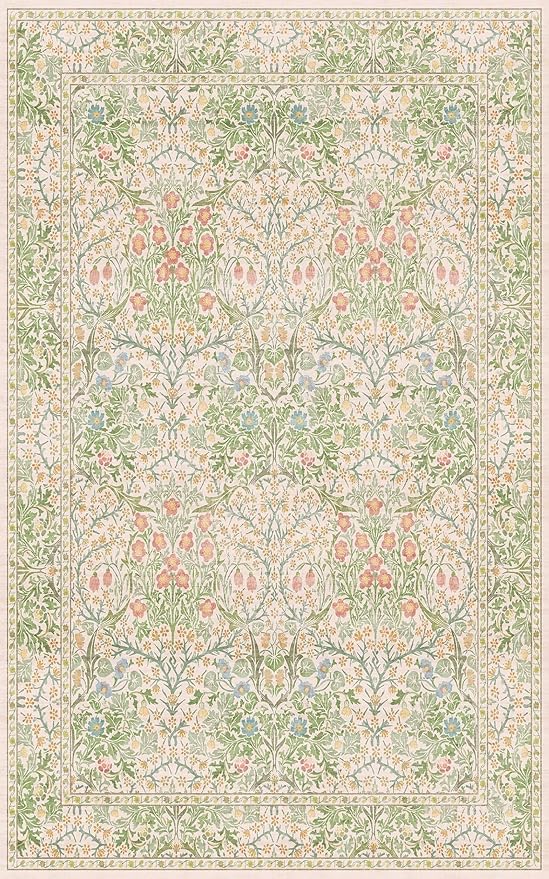 Washable Beige Green 5x8 Area Rug - Image 2