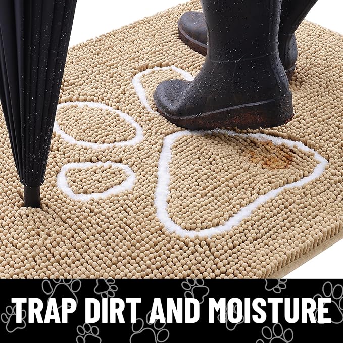 Smiry Dog Door Mat for Muddy Paws, Absorbent Dirt Trapper Non Slip Quick Dry - Image 2