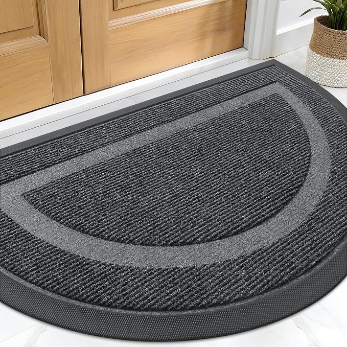 OLANLY Half Circle Door Mat Indoor Outdoor Entrance Welcome, Waterproof by OLANLY