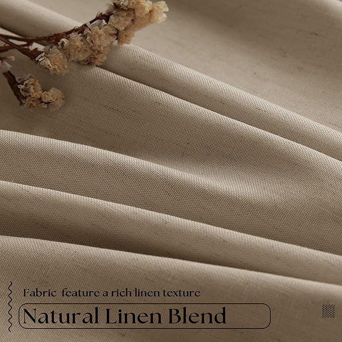Light Brown Blackout Linen Curtains 108 Inches Long Pinch Pleated | Black Out - Image 5
