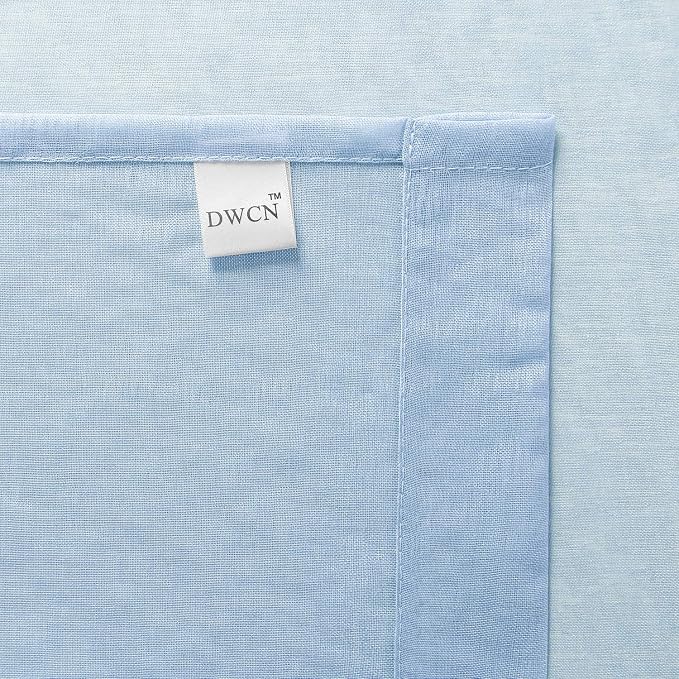 DWCN Sky Blue Sheer Curtains Semi Transparent Voile Rod Pocket Curtains - Image 5