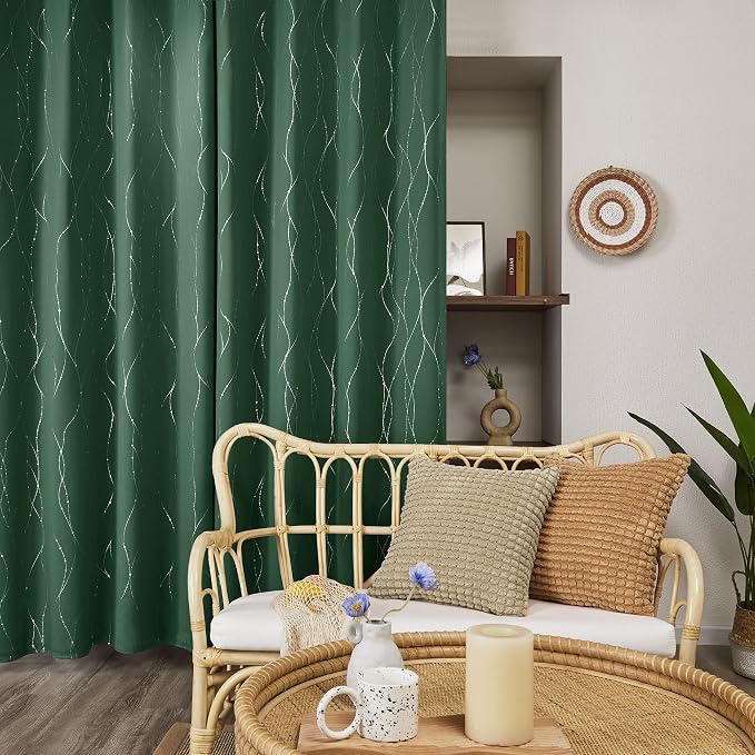 Deconovo Green Curtains, Christmas Blackout Drapes, Thermal Insulated - Image 6