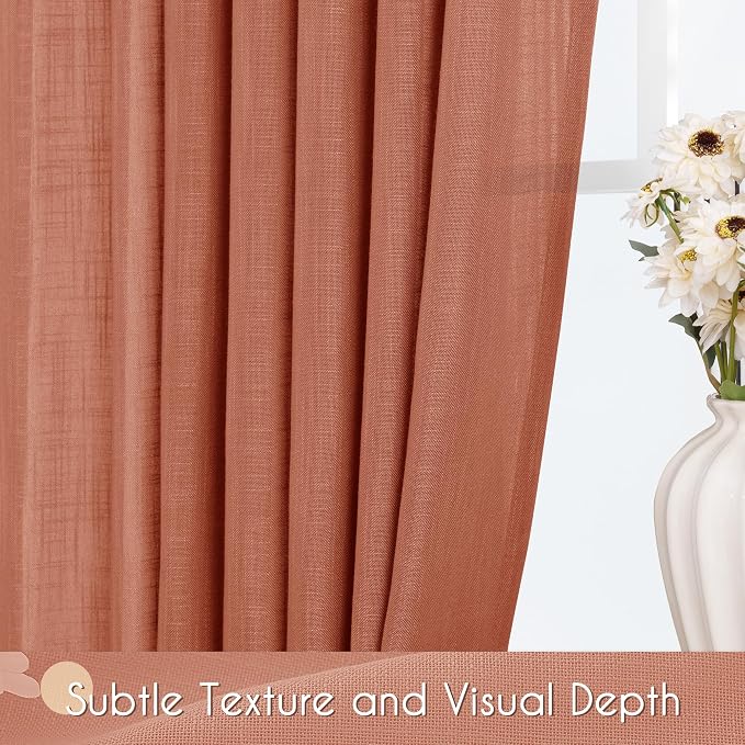 80 inch Linen Terracotta Curtains 2 Panels - Image 7