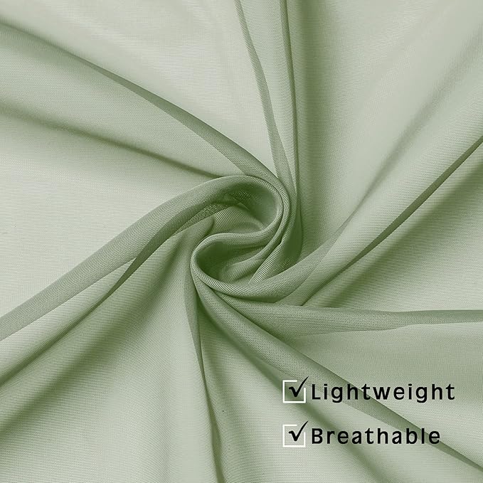 OWENIE Sage Green Sheer Curtains 36 Inches 2 Panels Set - Image 4