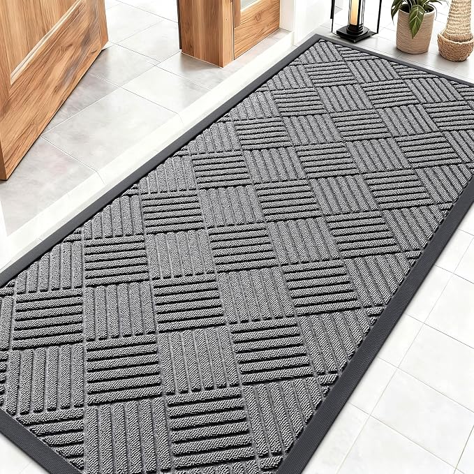 OLANLY Front Door Mat Outside Entrance 59x23, Heavy Duty Sturdy Natural Rubber by OLANLY
