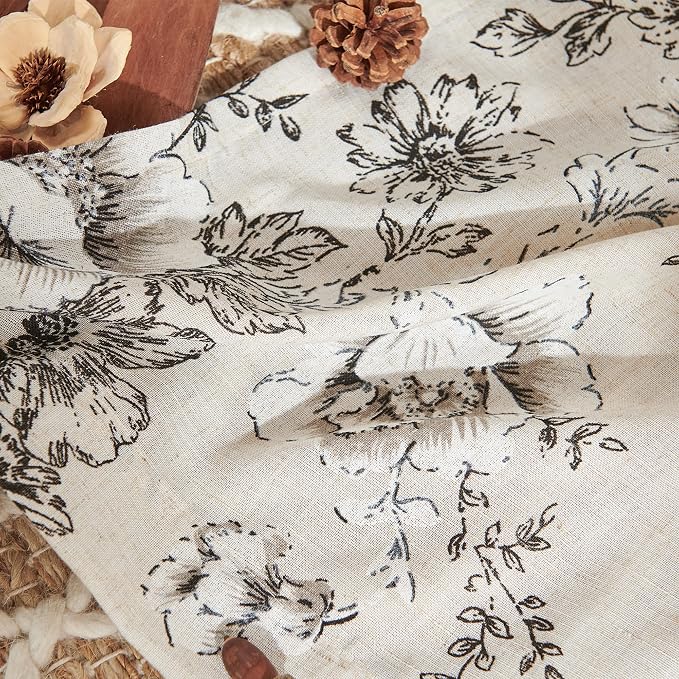 jinchan Pinch Pleated Curtains Floral Linen Blend Curtains - Image 5