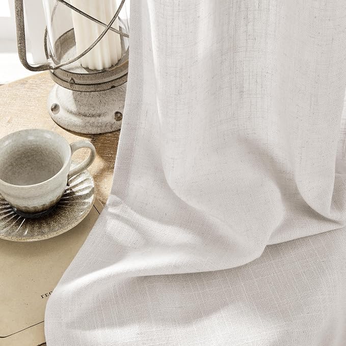 Joydeco Linen Curtains for Living Room, Light Filtering Rod Pocket Back Tab - Image 5