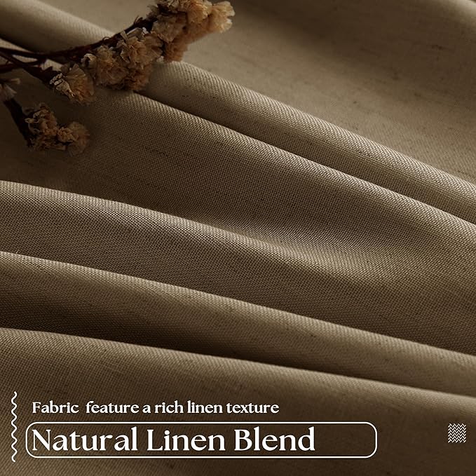 Dutch Cocoa Pleated Black Out Linen 45 Inch Curtains - Image 5