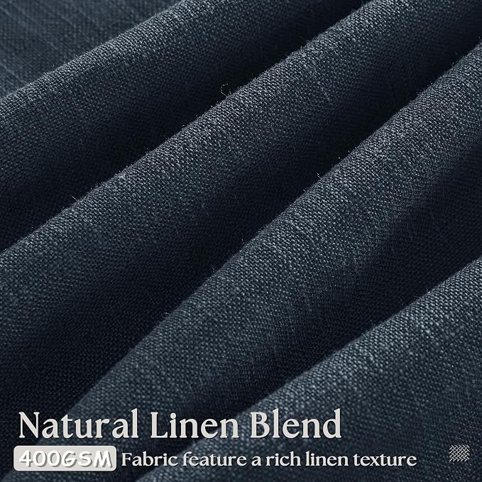 Pinch Pleated Extra Long Navy Linen Curtains 120 Inches Long | Farmhouse Modern - Image 3