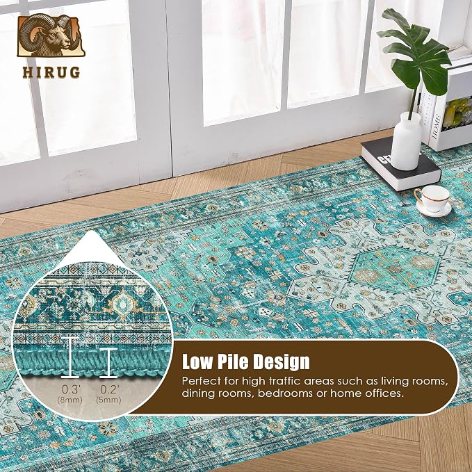 Washable Area Rug 2'6'' x 8' Vintage Traditional Persian Mat - Image 5