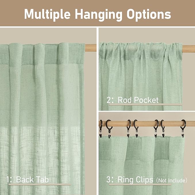 LAMIT 40 Inch Length Linen Curtains - Image 3
