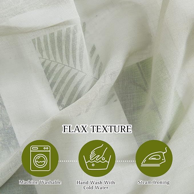 NICETOWN Linen Sheer sage green Curtains 84 inch Length - Image 5