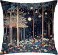 Rustic William Morris Inspired Night Moon Forest Decor Pillow Covers 18x18 by Unknown