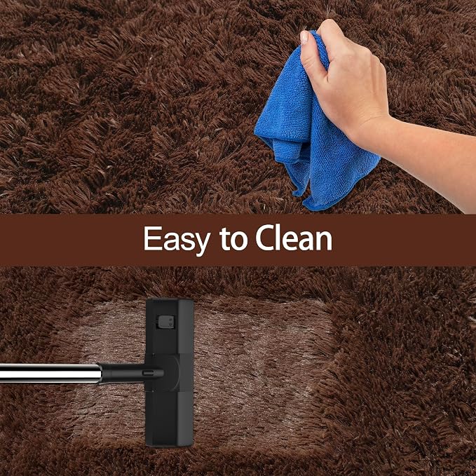 2x6 Bedside Area Rugs for Bedroom Soft Fluffy Shag Brown Rug for Hallway - Image 7