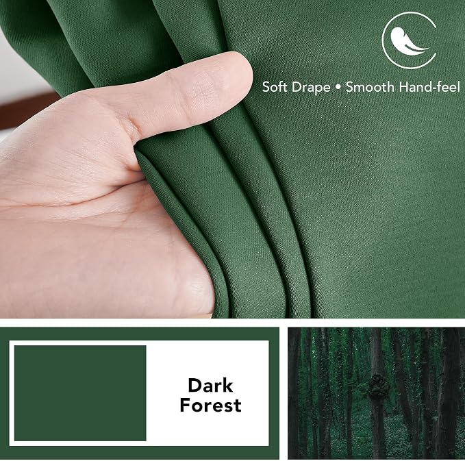 Deconovo Blackout Curtains, Thermal Insulated, W52 x L72 2 Panels, Back Tab - Image 7