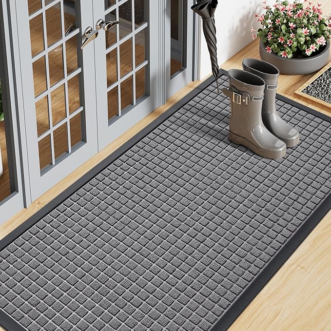 Smiry Front Door Mat Outside Entrance, Heavy Duty Natural Rubber Doormat by Smiry