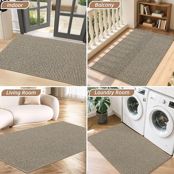 BEQHAUSE Dirt Trapper Door Mat 32" x 48", Non-Slip Washable, Light Beige | - Image 8