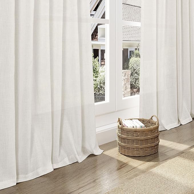 Nanspring Cream Extra Wide Linen Curtains - Image 6