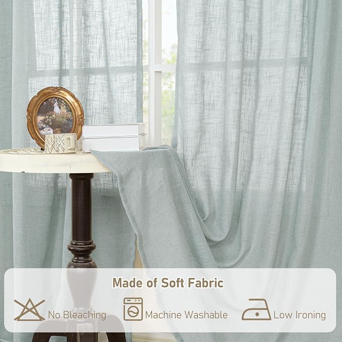 LAMIT Short Linen Curtains 36 Inch Length - Image 8
