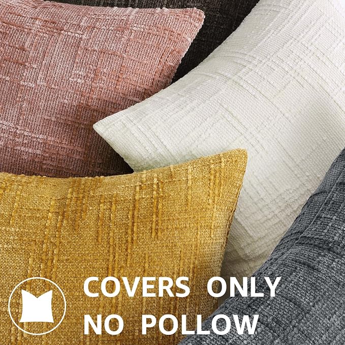 decorUhome Summer Pink Chenille Euro Sham Throw Pillow Covers 26x26 Set of 2 - Image 8