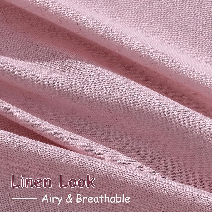 Rose Linen Curtains 84 Inch Long 2 Panel Set - Image 4