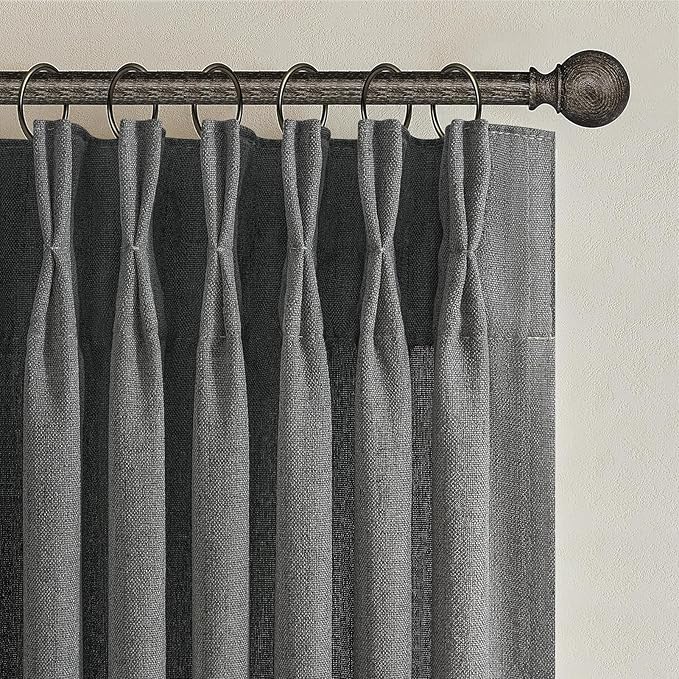 Natural Linen Semi Sheer Ceiling Curtains 102 Inches Long 2 Panels - Image 2