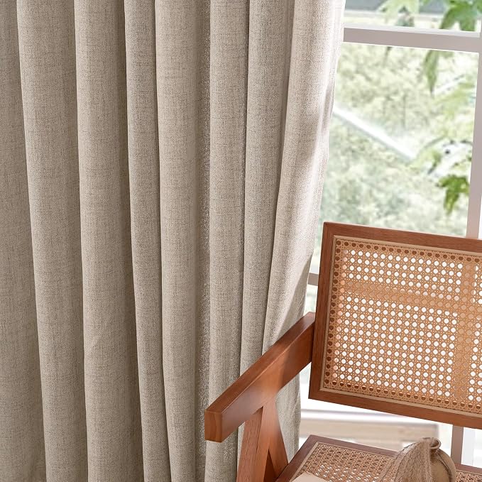 Oatmeal Linen Curtains 72 Inches Long 2 Panels Set - Image 7