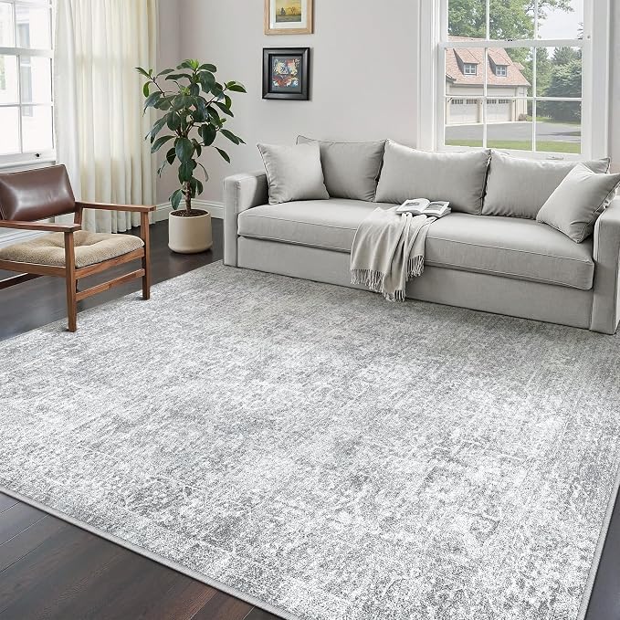 PureCozy 9x12 Area Rug Washable Vintage Living Room Carpet Large Indoor Non - Image 4