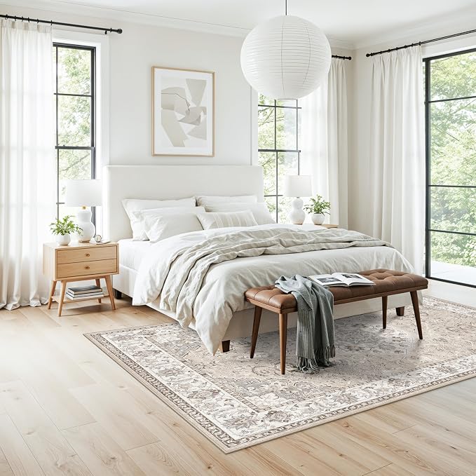 Washable 5x8 Living Room Area Rug: Vintage Water-Resistant Soft Rug - Image 6