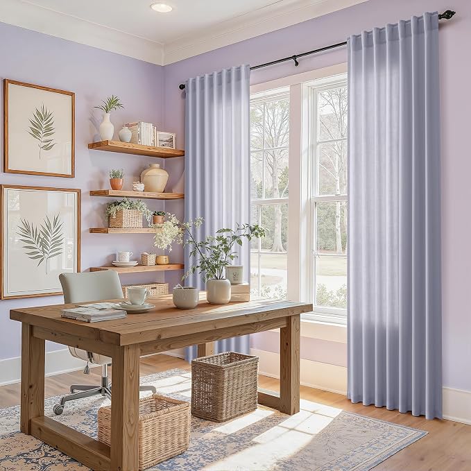 Nanspring Lavender Purple Linen Curtains 96 Inches Long - Image 8