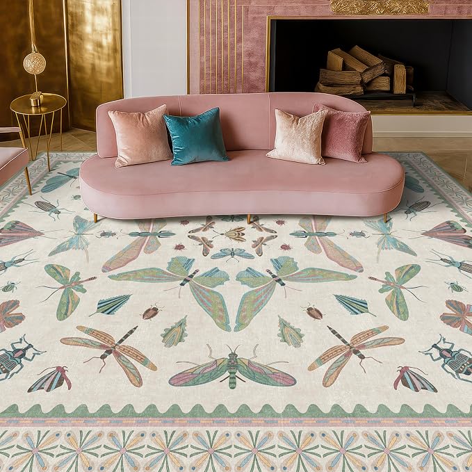 7x9 Green Butterfly Rugs for Kids Bedroom - Image 8
