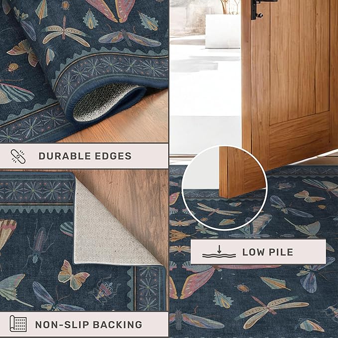 Blue 5x8 Washable Living Room Rugs - Image 5