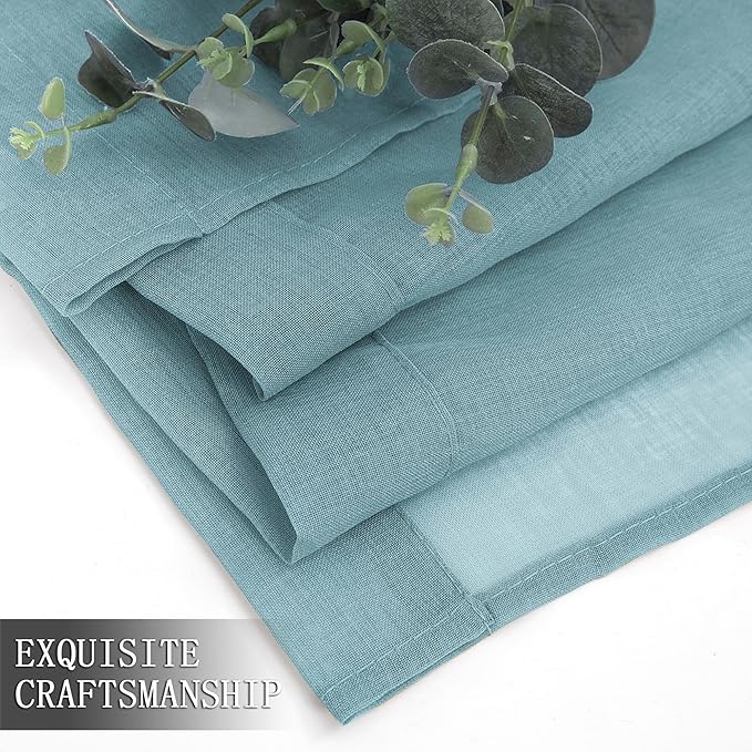 Tollpiz Sheer Tier Curtains Kitchen Linen Textured Half Curtain Sheers Light - Image 7
