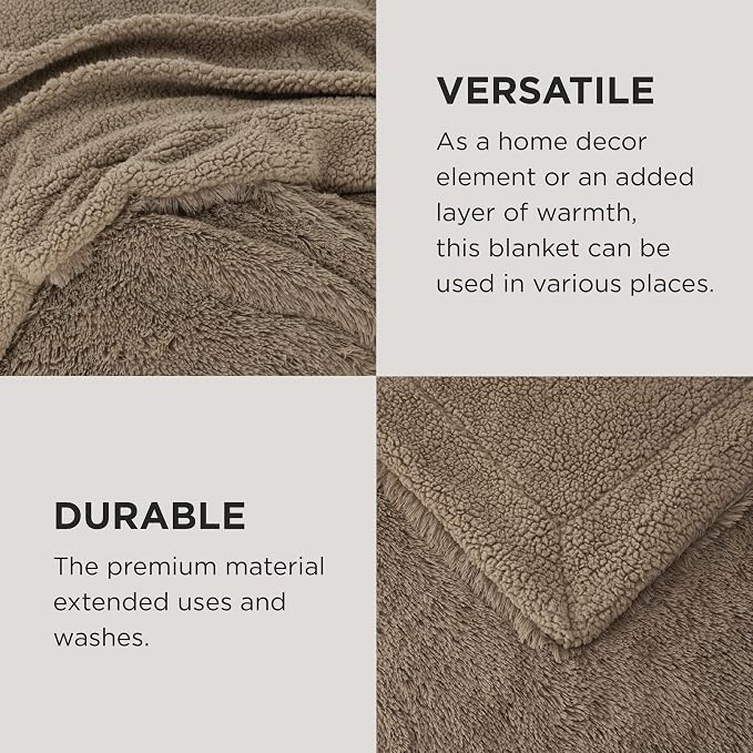 Bedsure GentleSoft Fluffy Brown Blankets Queen Size - Image 4