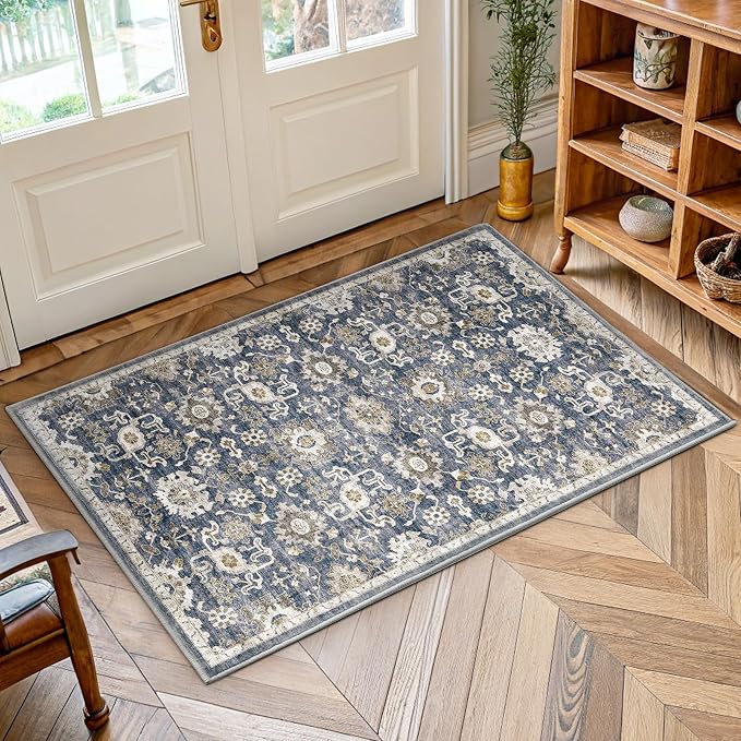 AMADA HOMEFURNISHING 2x4 Washable Area Rug, Low-Profile Entryway Rug by AMADAHOMEFURNISHING
