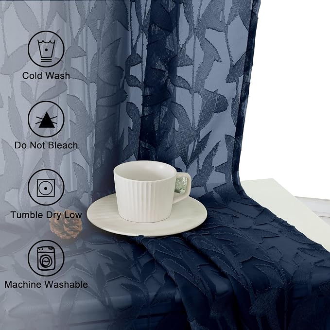Lecloud Leia Navy Blue Sheer Curtains - Image 8