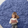 OLANLY Denim Blue Round Rugs for Bedroom by OLANLY