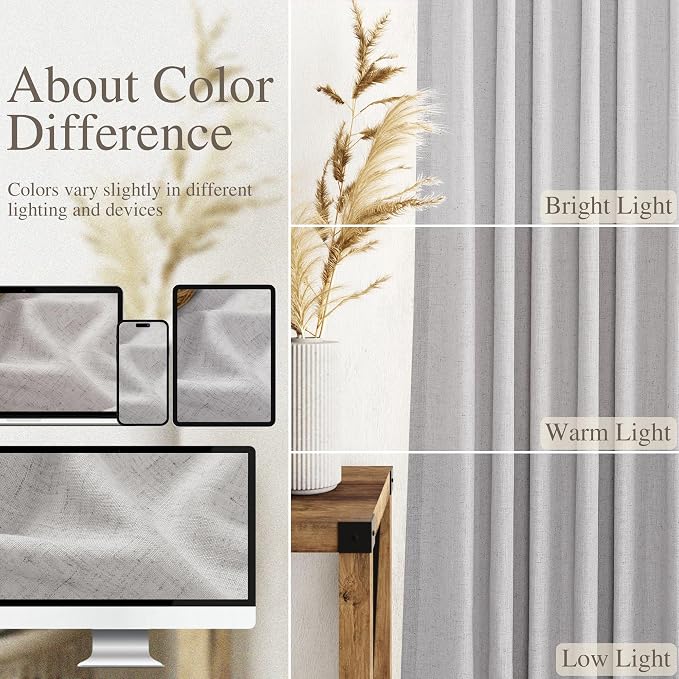 Nanspring Grey Linen Boho Curtains - Image 4