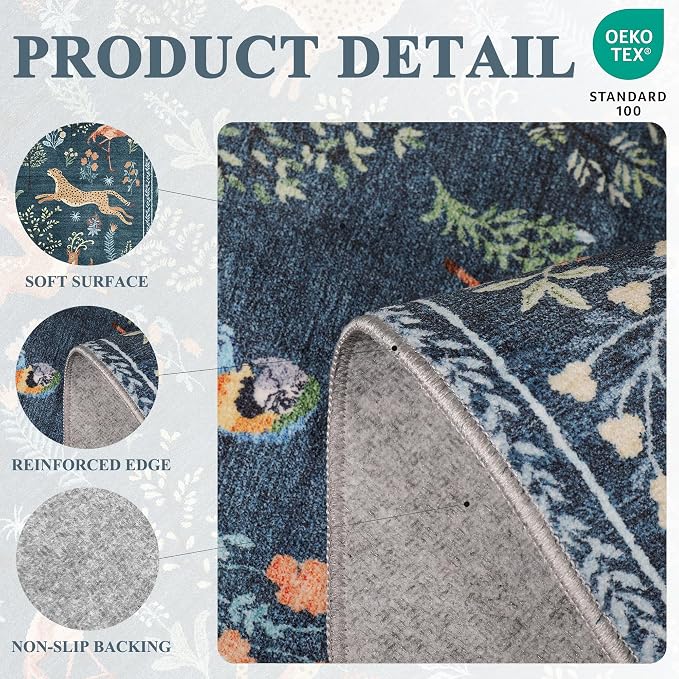 DUKINO 8x10 Area Rugs, Washable Soft Animal Bedroom Rug Non Slip, Low Pile - Image 5