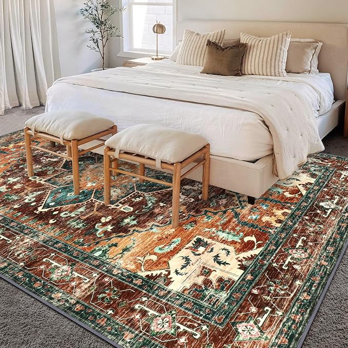 Yamaziot Area Rug 5x7, Non-Slip Washable Boho Vintage Living Room Bedroom Rug - Image 8
