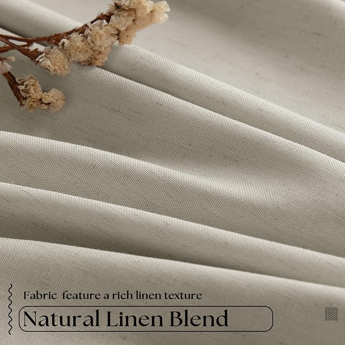 Oatmeal Pinch Pleated Linen Blackout Curtains 102 Inches Long - Image 5