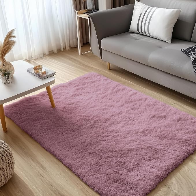 OLANLY 3x5 Machine Washable Small Bedside Rug, Soft Fluffy Shaggy Rugs - Image 3