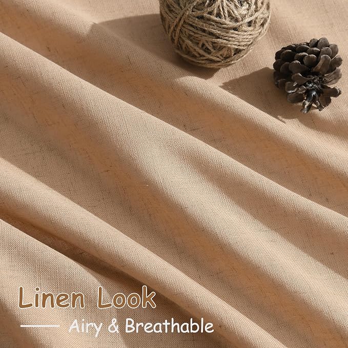 Nanspring Camel Linen Curtains 2 Panels Set - Image 5