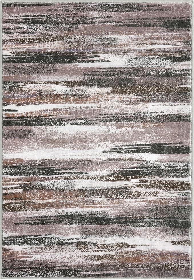 Lansny Modern Abstract Runner Rug 2x10, Dark Light Brown White Washable Long - Image 9