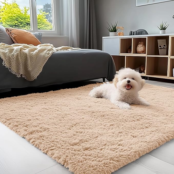 OLANLY 3x5 Machine Washable Small Bedside Rug, Soft Fluffy Shaggy Rugs by OLANLY