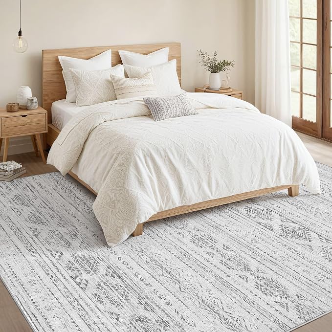 Nakagishi 10x12 Area Rug Living Room: Washable Boho Large Neutral Soft - Image 6